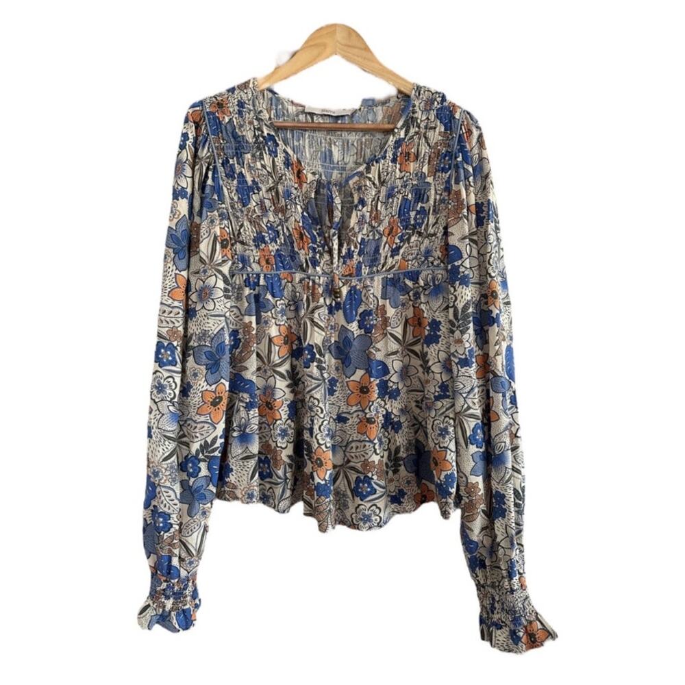 Harni the Label Blue Floral Peasant Blouse Top Oversized XS - Picture 12 of 12